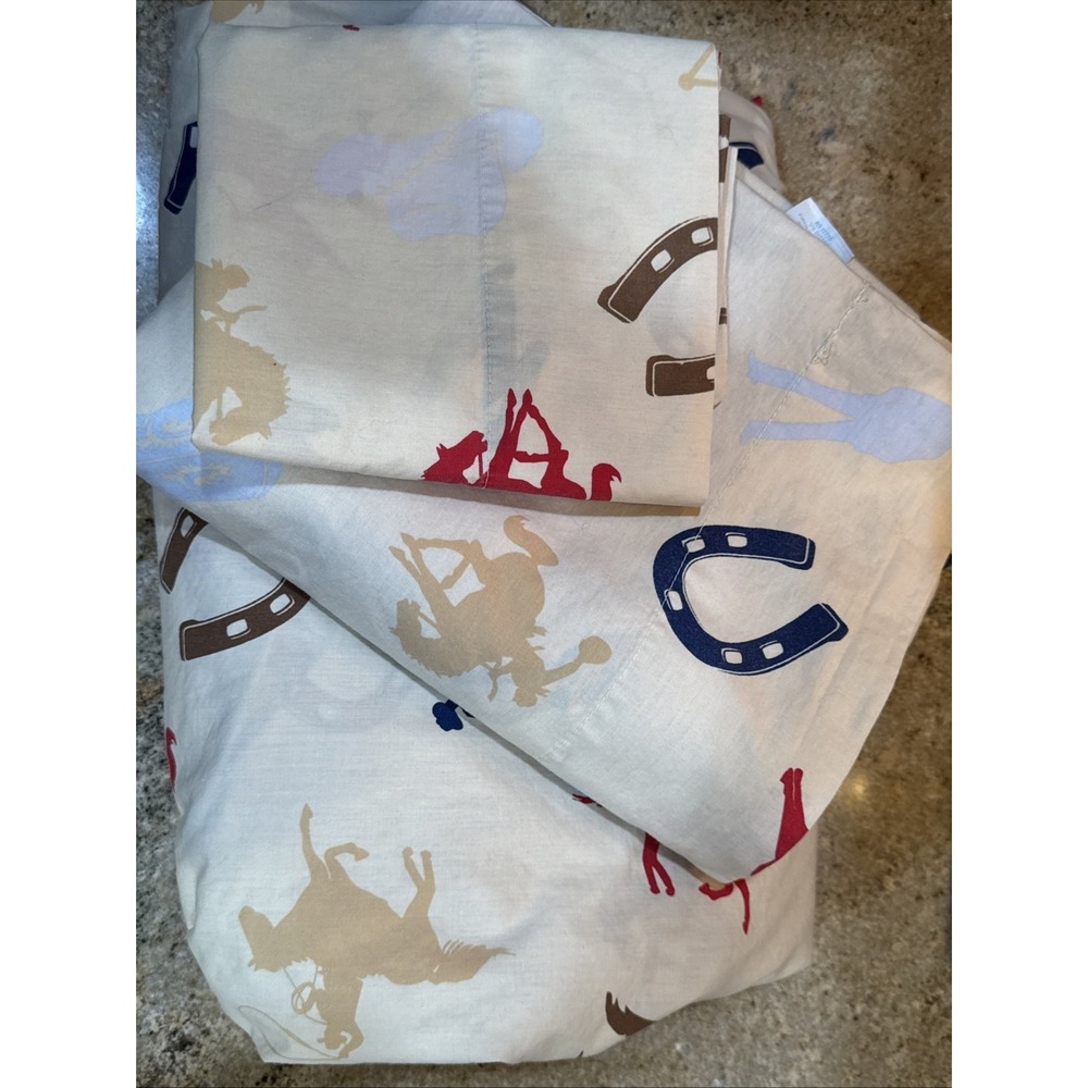 DYR Do Your Room Full Size Sheet Set Western Cowboy Sheriff Boots Hat Horse